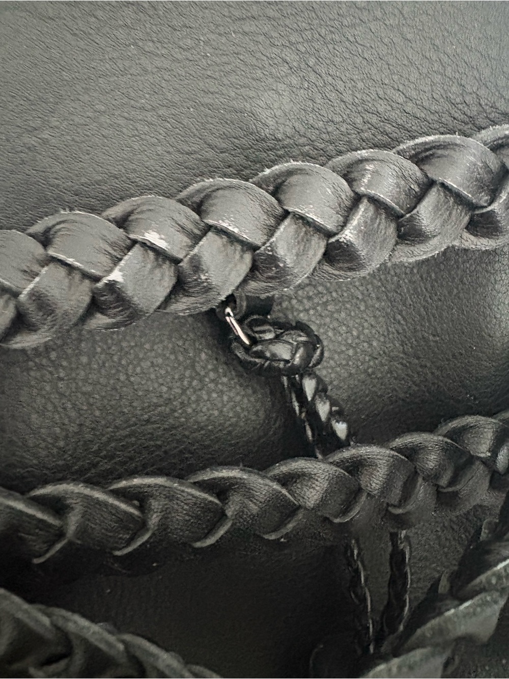Joelle Hawkens Black Leather Phone Crossbody Bag Braided Strap Tassel Boho - Picture 7 of 7